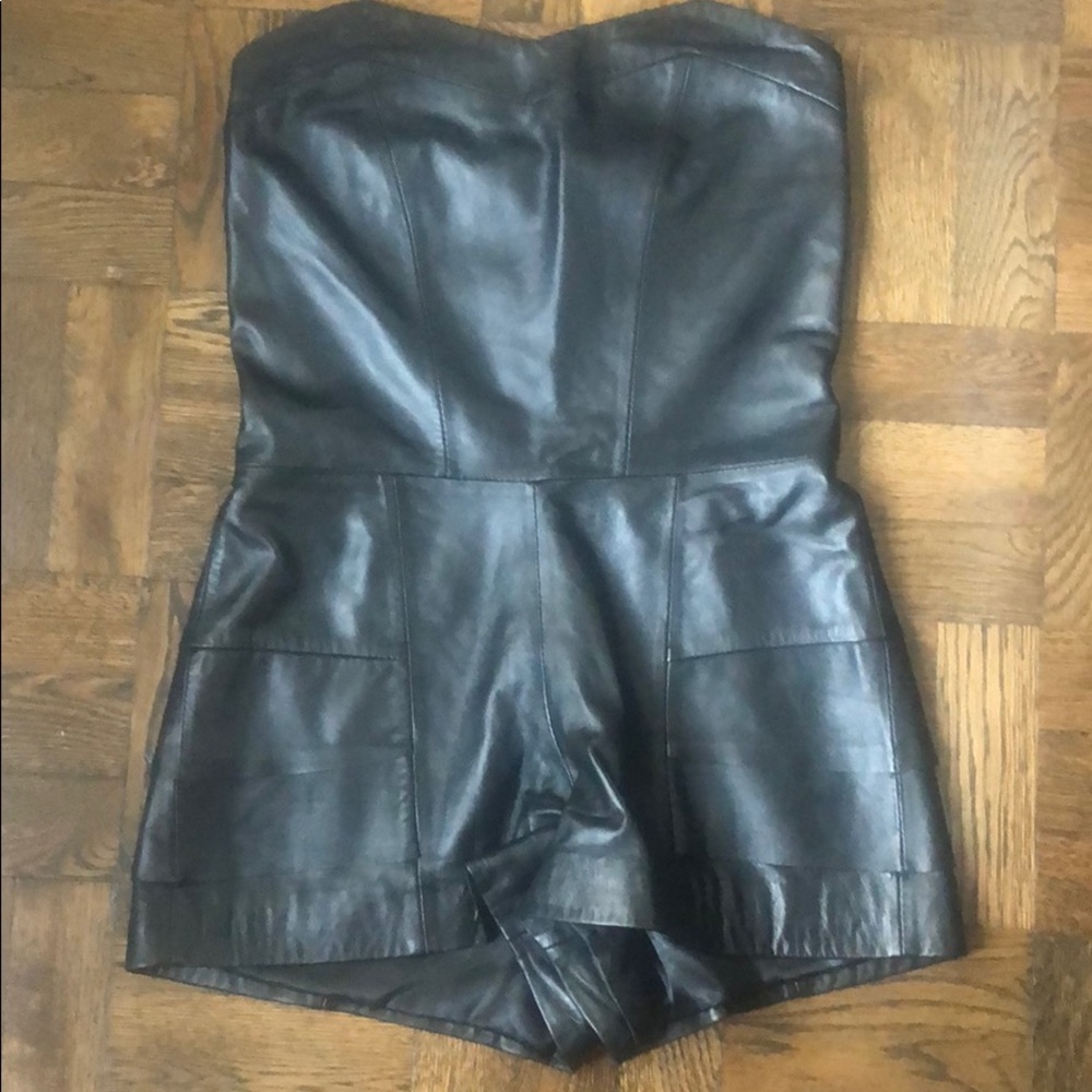 Size S Strapless Leather Romper
